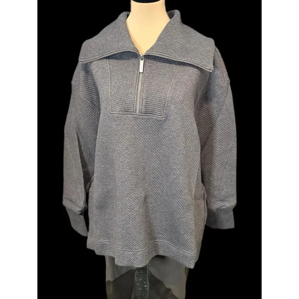 Sweaty Betty Radiant Half Zip Sweatshirt Size M Charcoal Grey Marl NWT $128